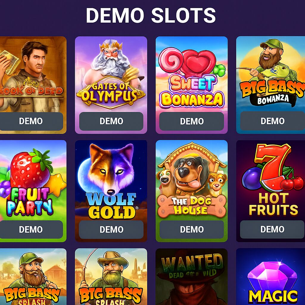 Скріншот сторінки з демо-слотами